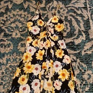 Floral high low spaghetti strap romper/dress